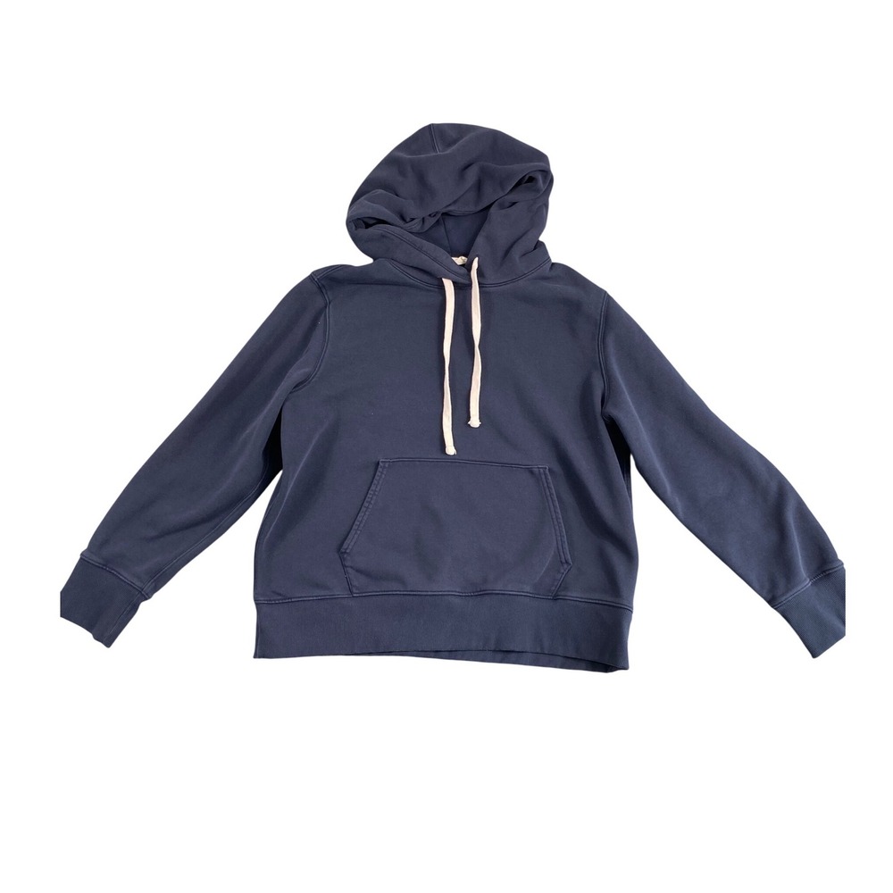 Everlane Off-Duty Terry Hoodie Large Blue Organic Cotton Pullover Pocket